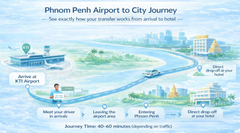 KTI to Phnom Penh city journey Graphic