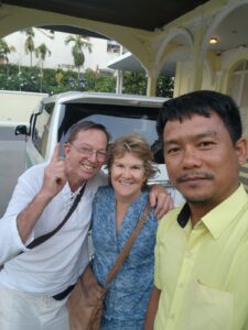 Phnom Penh Airport Transfer Driver and Passengers after ride to Hyatt Regency Phnom Penh